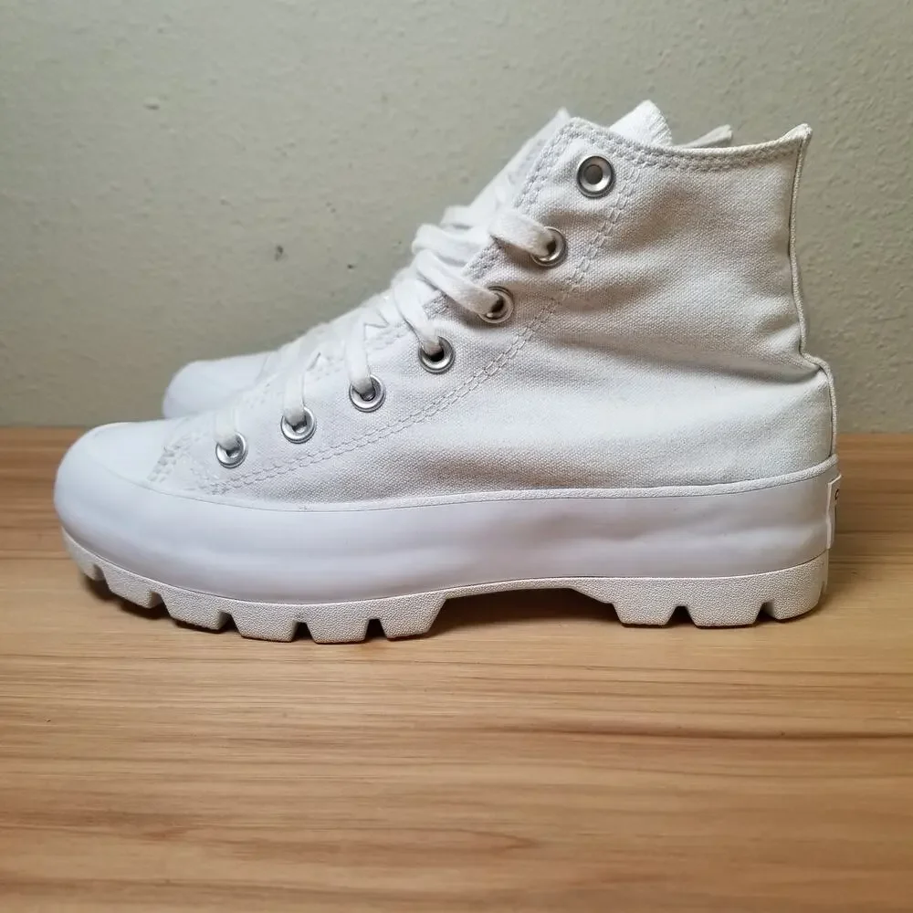Converse Women's 7.5 Chuck Taylor All Star Lug Sole Sneakers White Chunky Casual